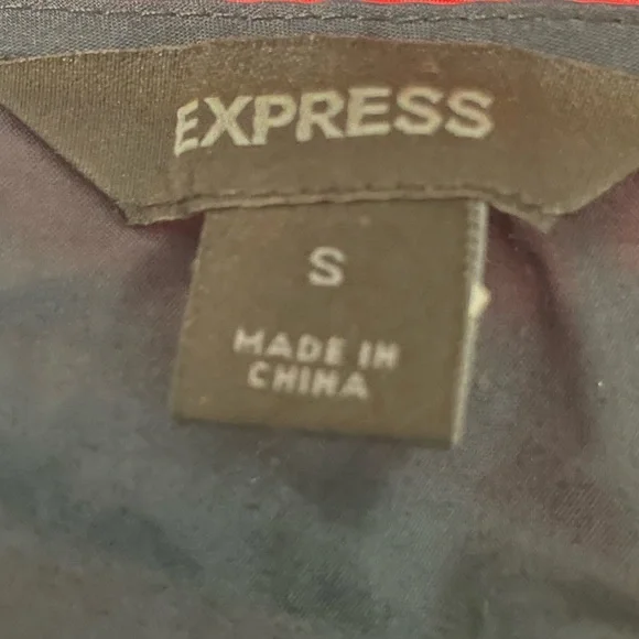 Express Top Women Small‎ Navy Blue Silver Embroidered Sequin Shirt V-neck blouse - Picture 8 of 10